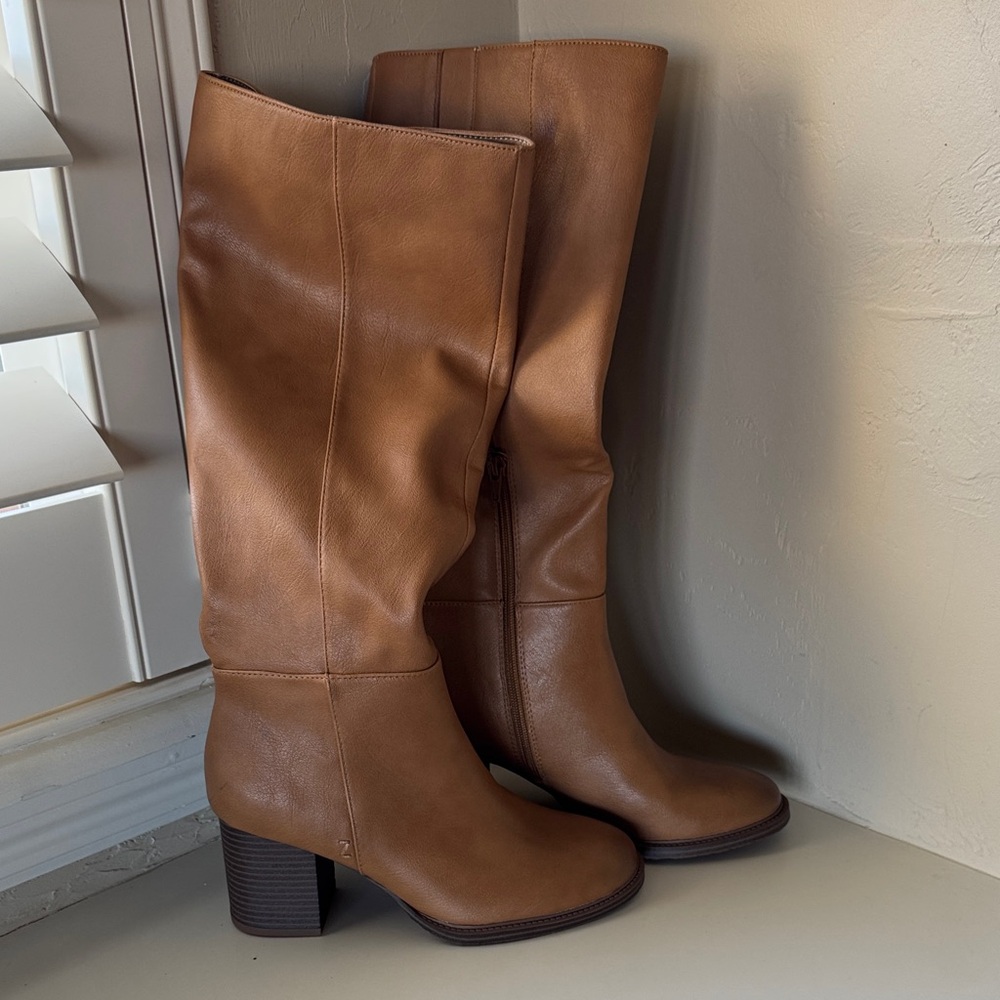 Zodiac Tan Leather Heeled Boots